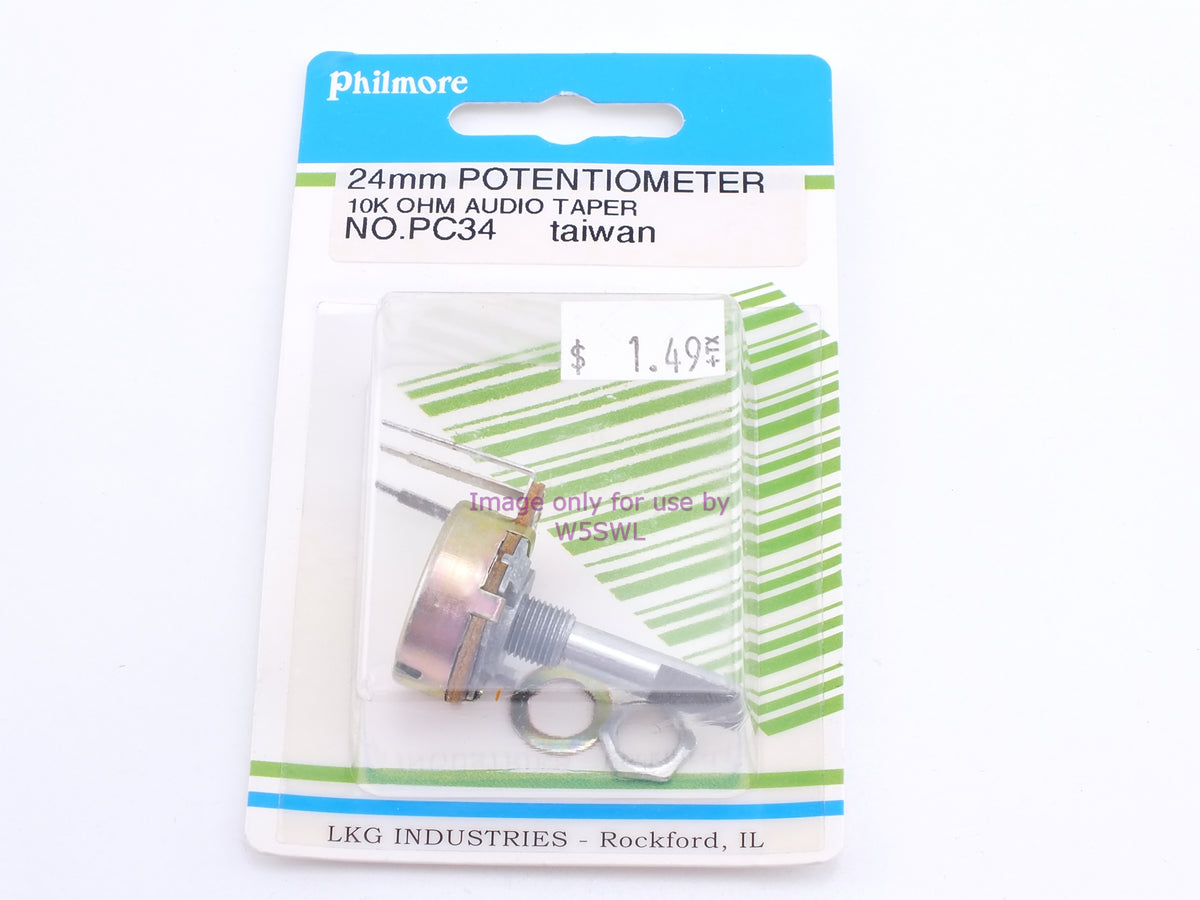 Philmore PC34 24mm Potentiometer 10K Ohm Audio Taper (bin66) - Dave's Hobby Shop by W5SWL