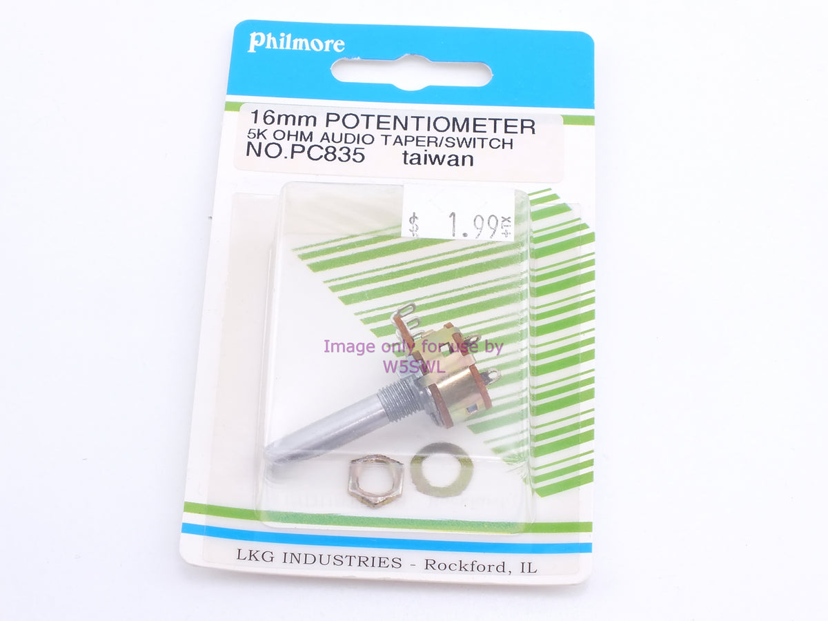 Philmore PC835 16mm Potentiometer 5K Ohm Audio Taper/Switch (bin72) - Dave's Hobby Shop by W5SWL